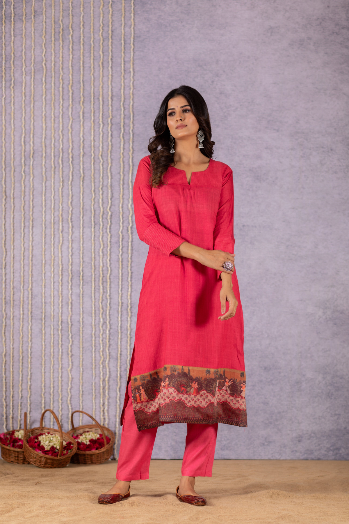 Bhumi Mughal Dreams in Pretty Pink Pleats-Suit Set-Ekana Label