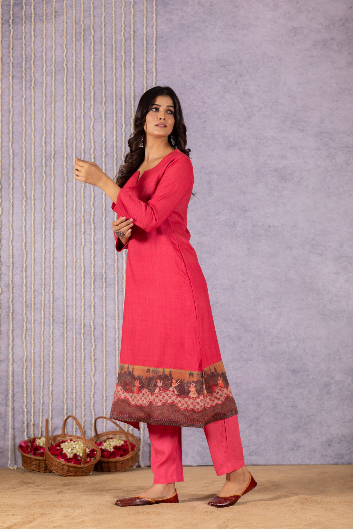 Bhumi Mughal Dreams in Pretty Pink Pleats-Suit Set-Ekana Label