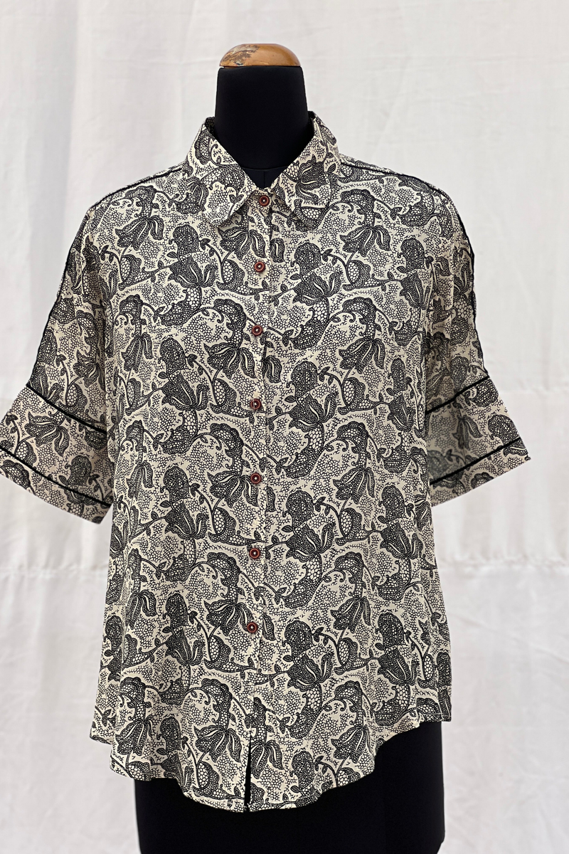 Monochrome Kalamkari Shirt-shirts-Ekana Label