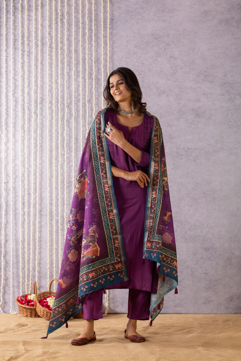 Aviana Purple Dupatta-Dupatta-Ekana Label