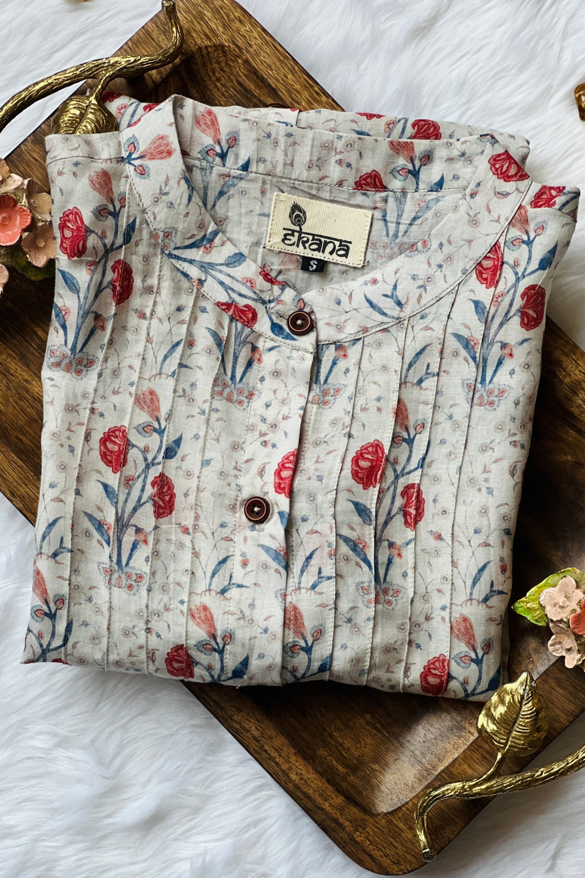 White Mughal Flower Shirt-shirts-Ekana Label