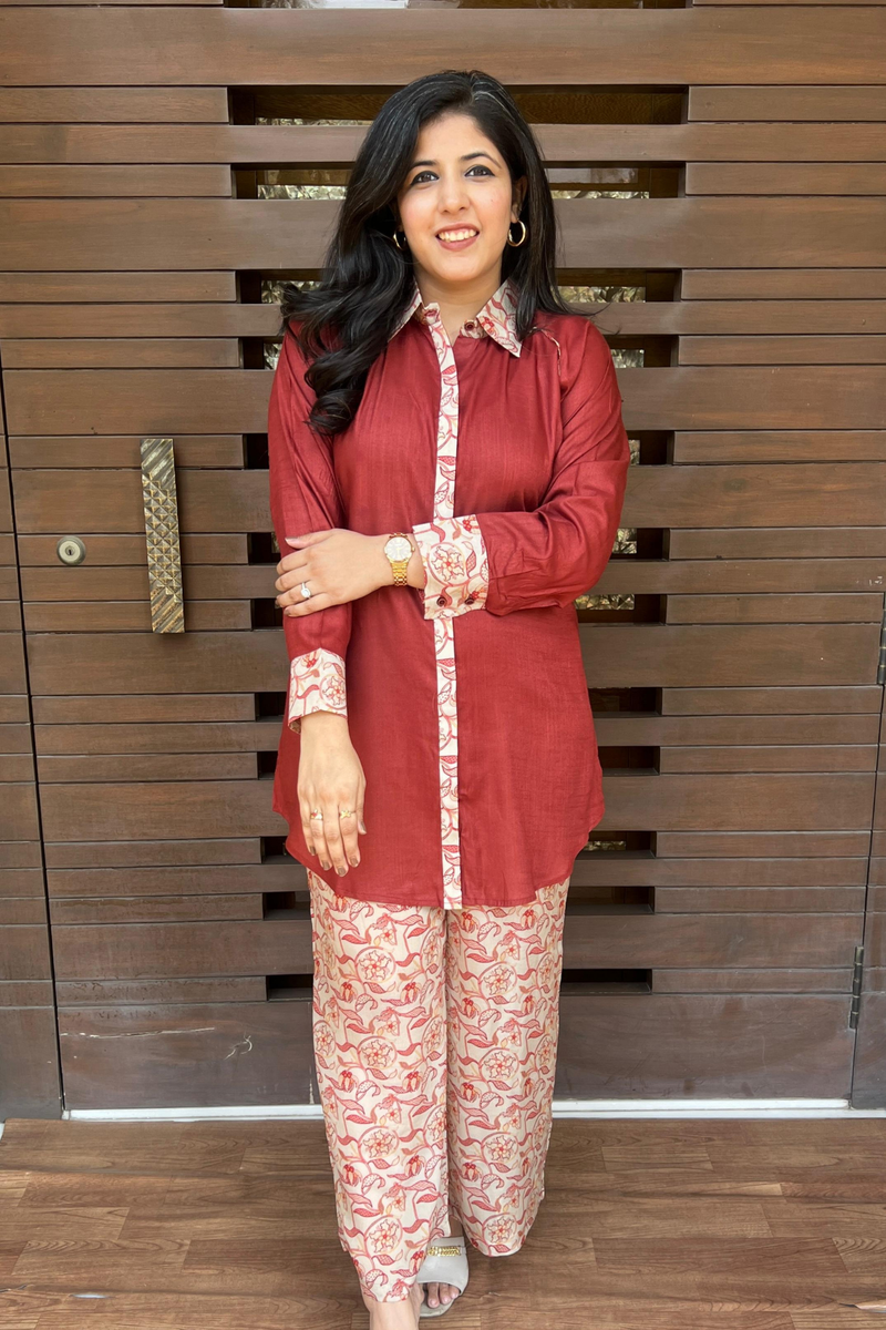 Berry Bloom Kalamkari Set-Co-ord Set-Ekana Label