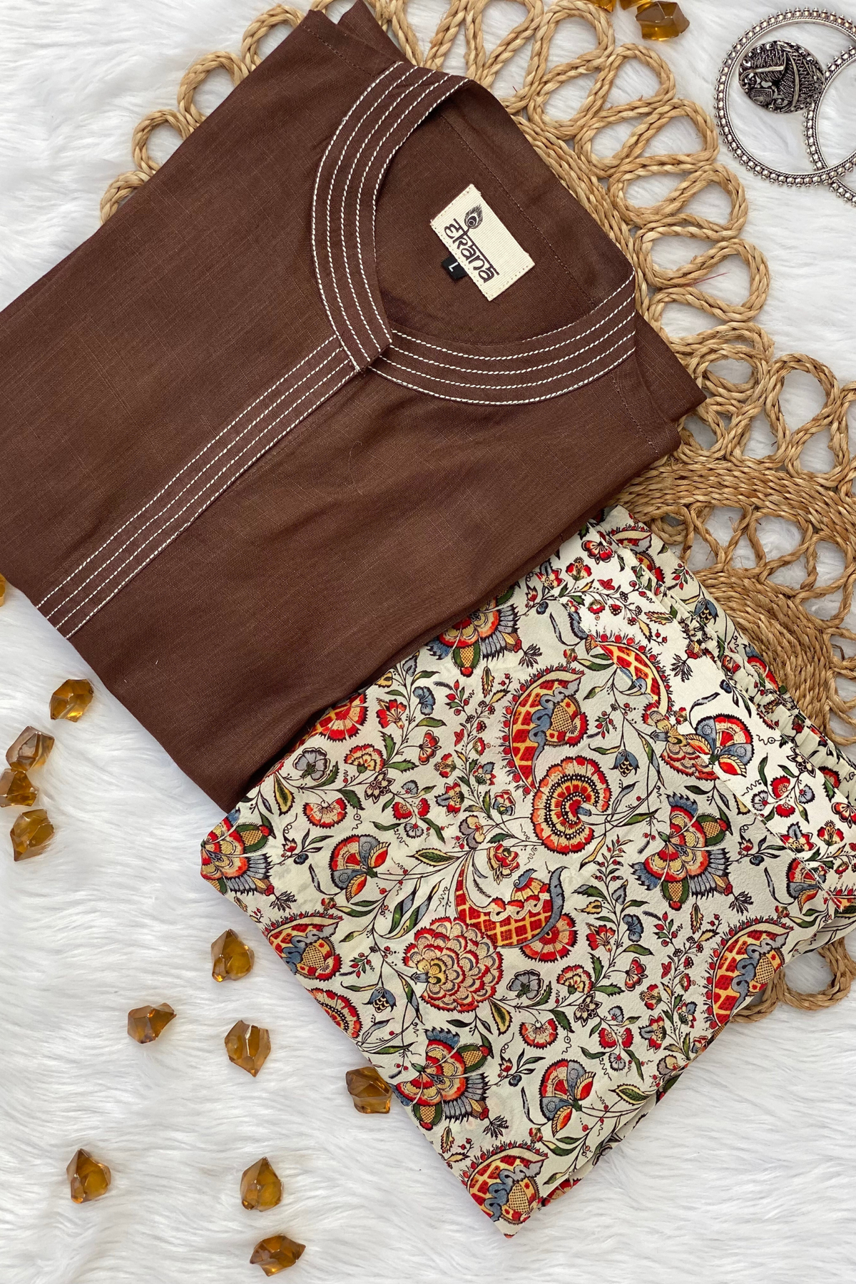 Mocha Magic Kalamkari Print Set-Ekana Label