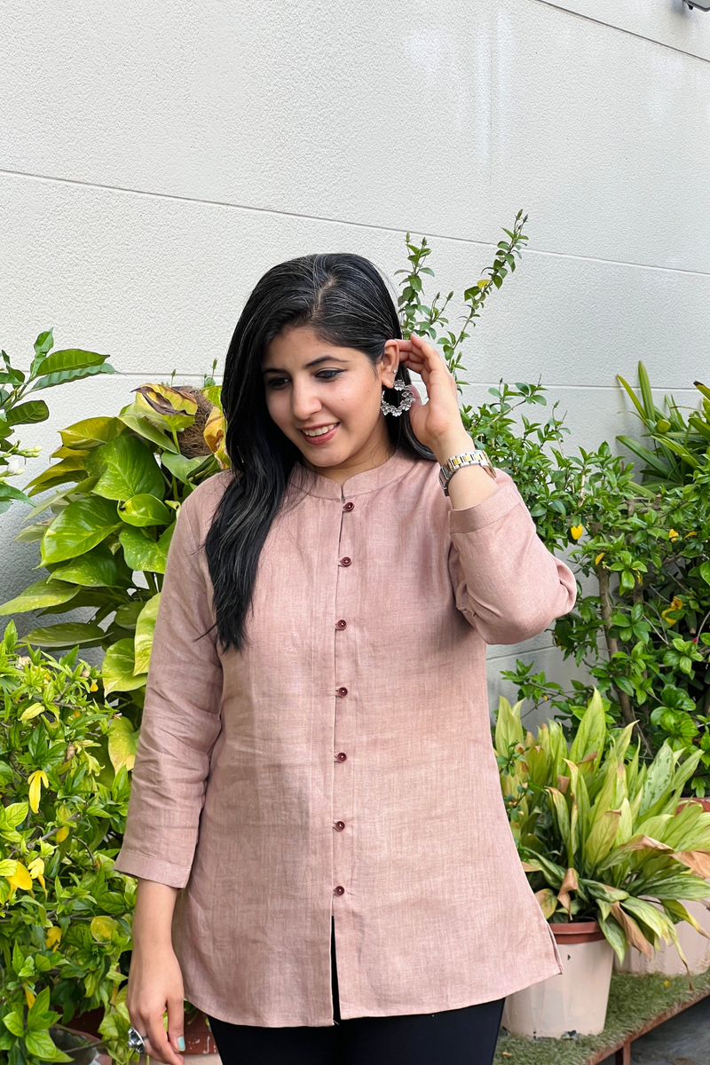 Rose Beauty Linen Shirt-shirts-Ekana Label