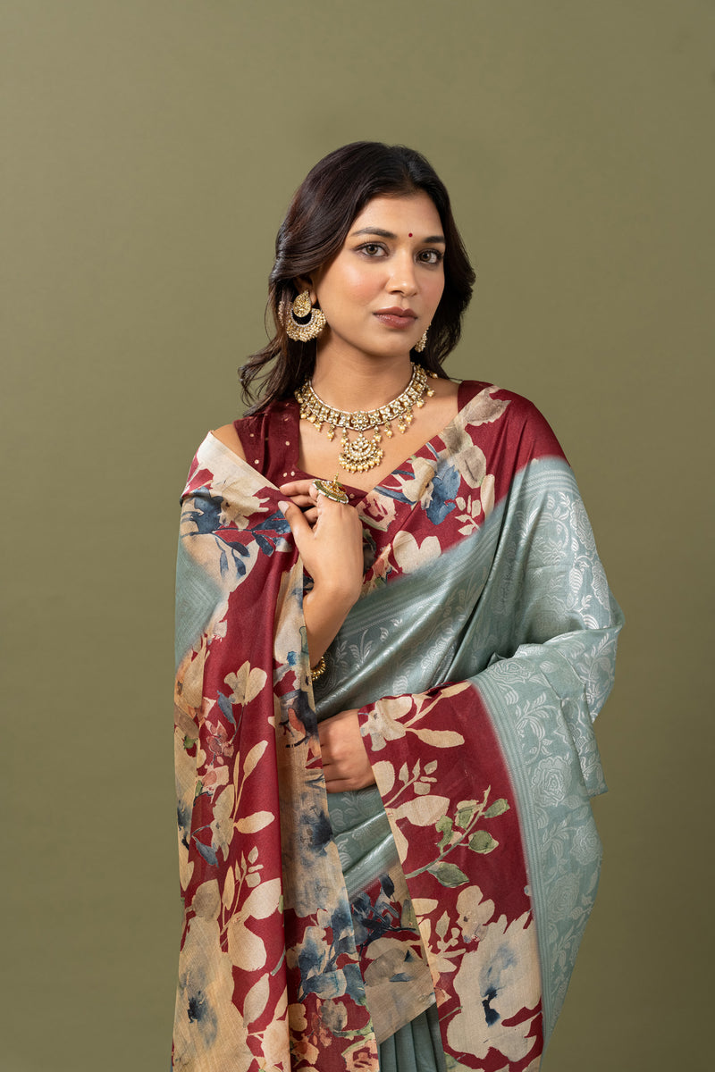 Neel Rosebud Saree-Saree-Ekana Label