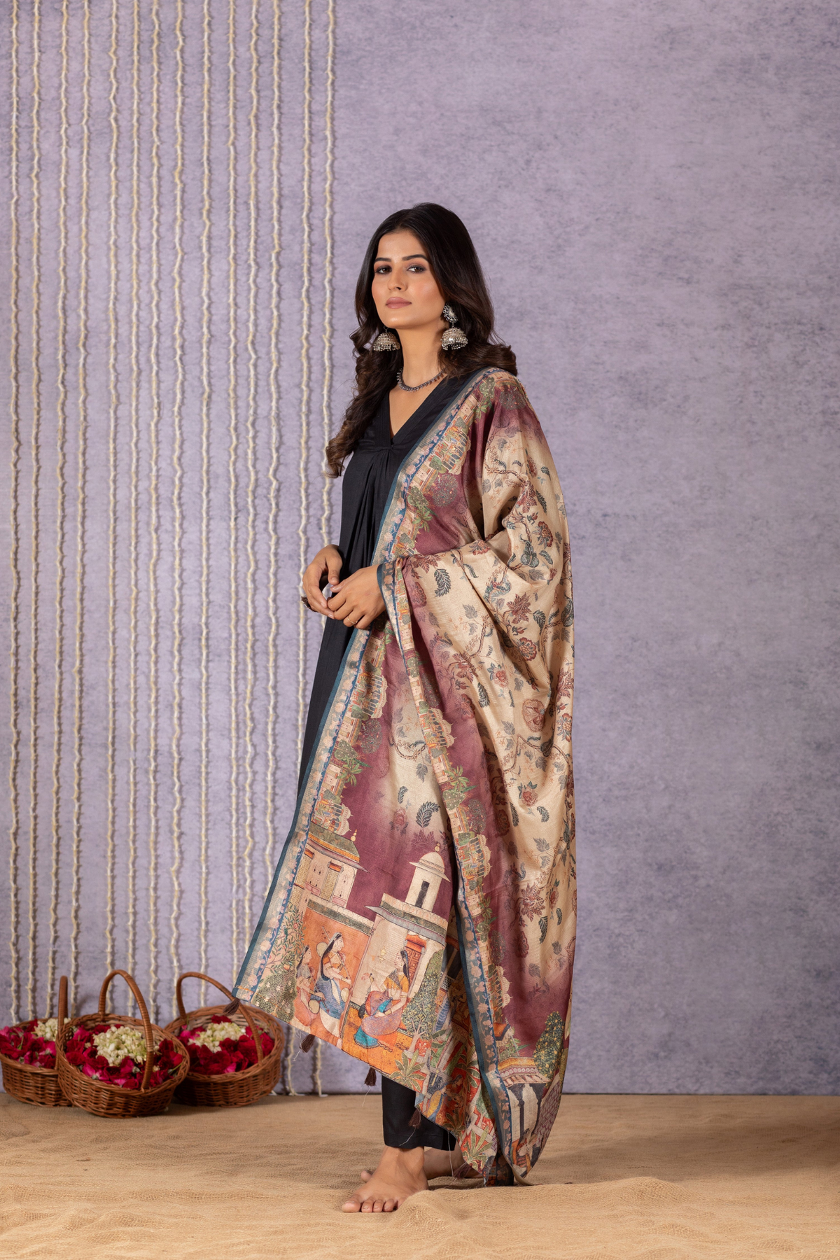 Nupur Kalamkari Black Beauty Suit Set-Suit Set-Ekana Label