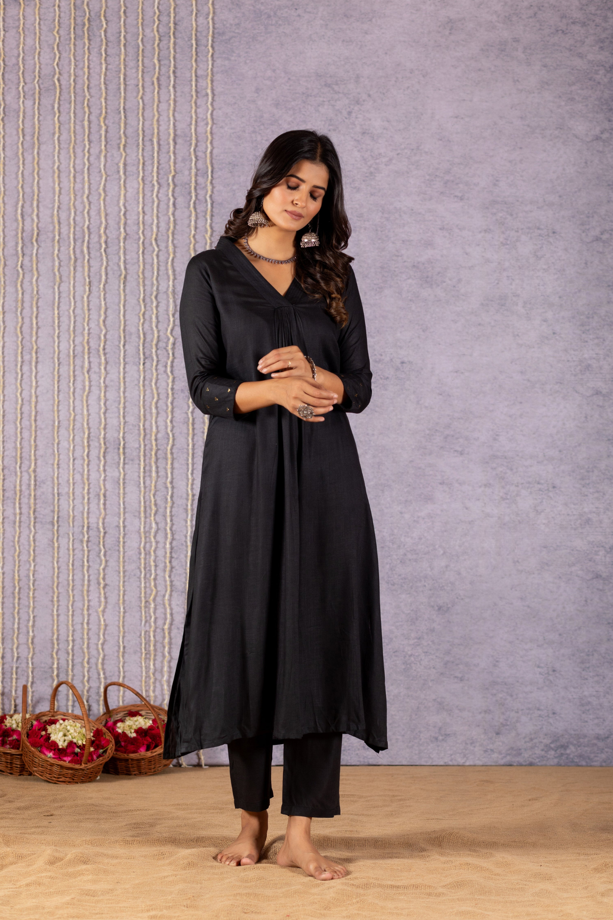 Nupur Kalamkari Black Beauty Suit Set-Suit Set-Ekana Label