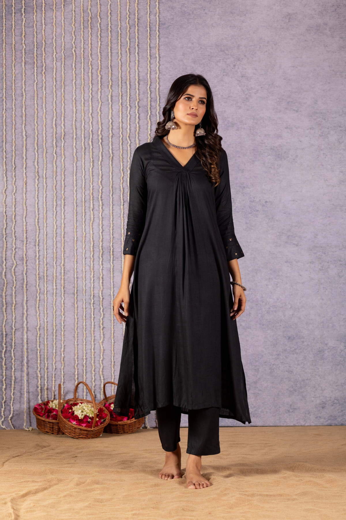 Nupur Kalamkari Black Beauty Suit Set-Suit Set-Ekana Label