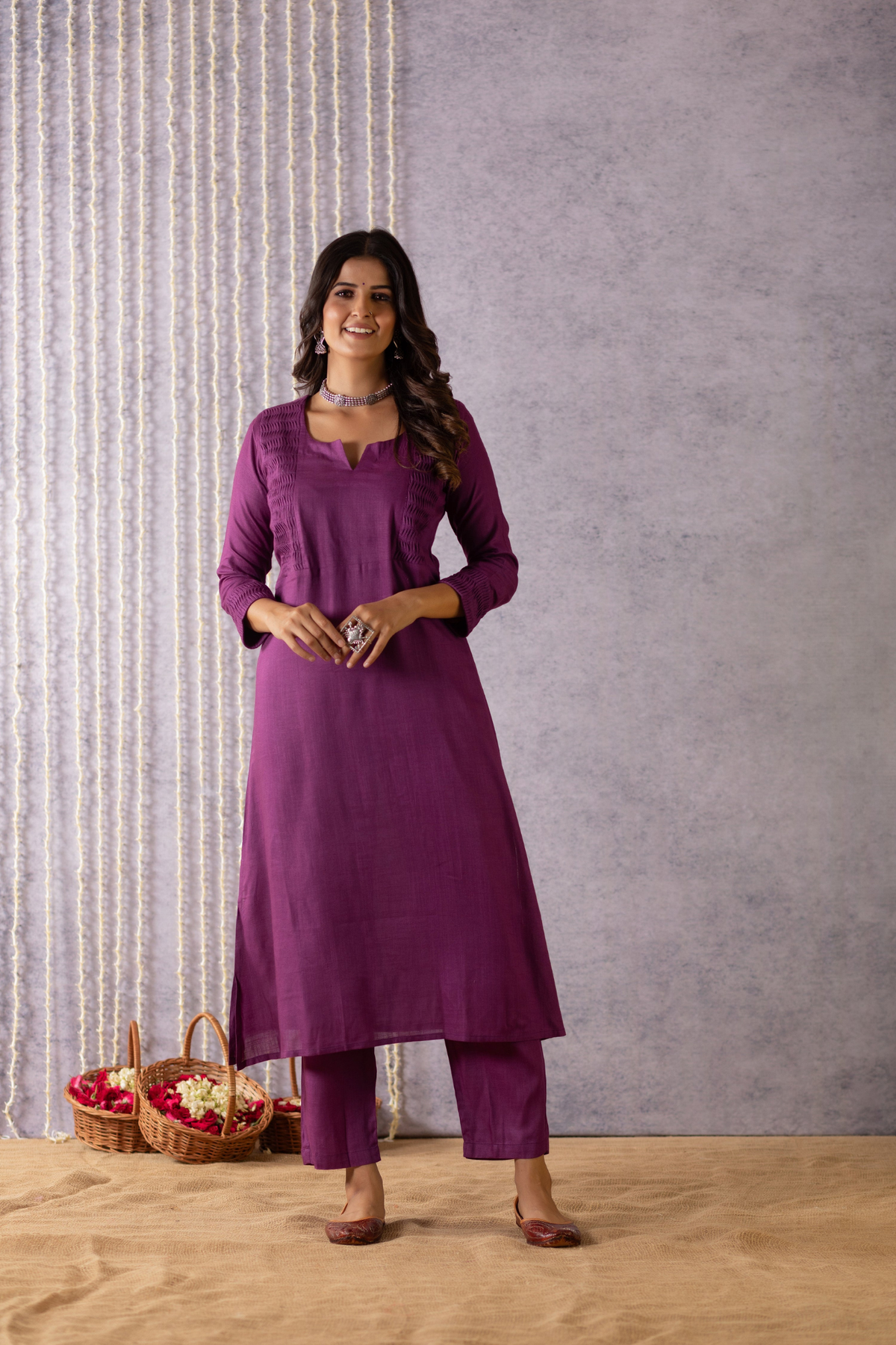 Aviana Purple Phad Painting Dreams Suit Set-Suit Set-Ekana Label