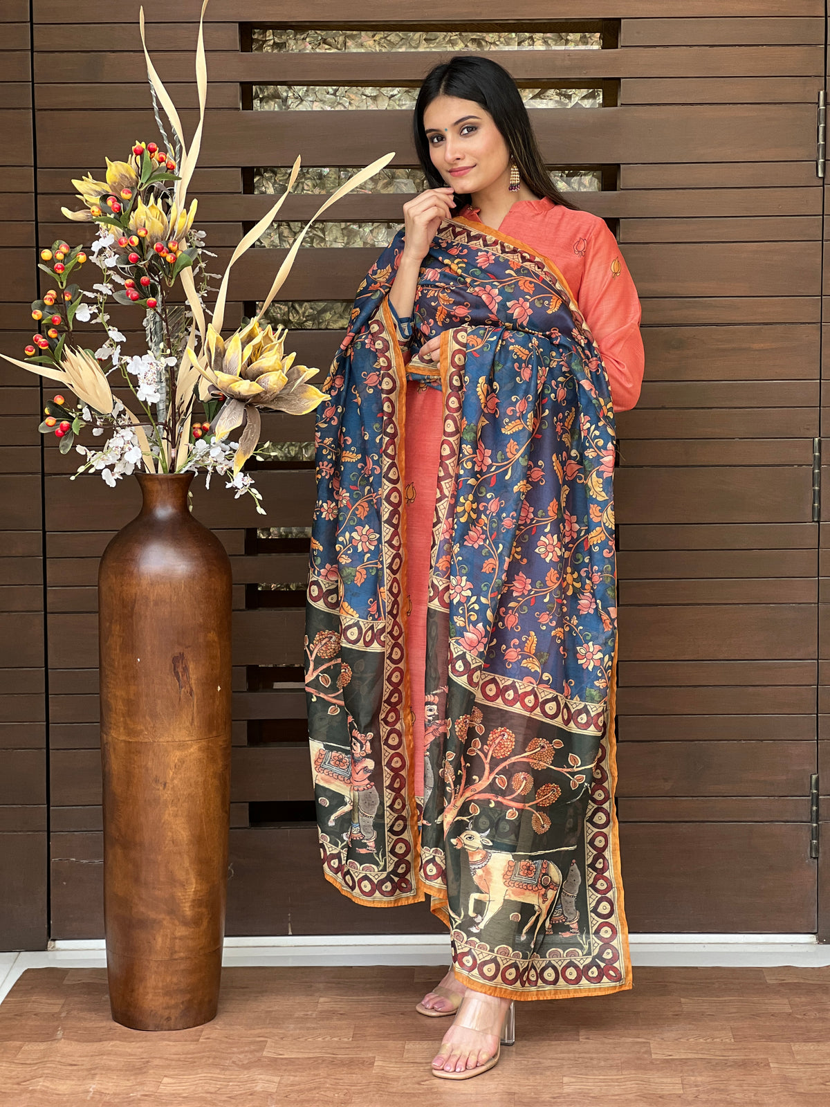 Suhani Kalamkari Dupatta-Dupatta-Ekana Label