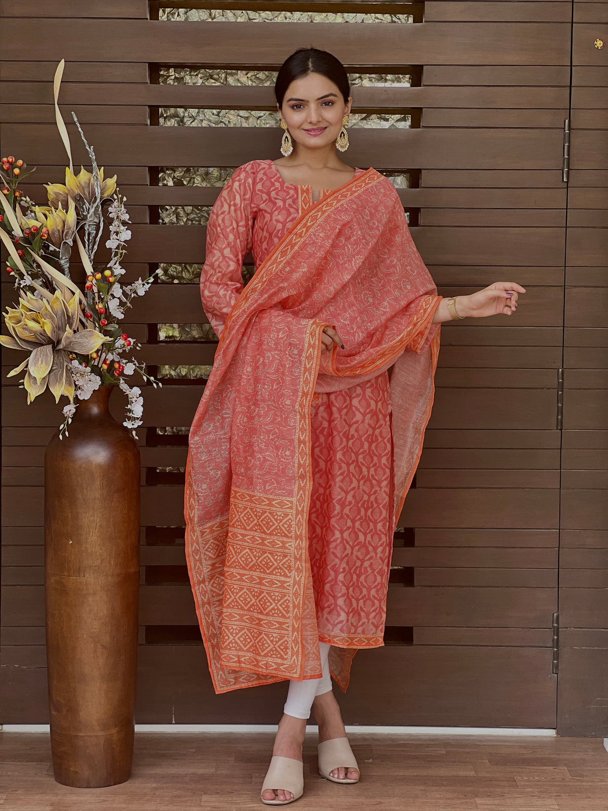 Peach Gaurika Dupatta-Dupatta-Ekana Label