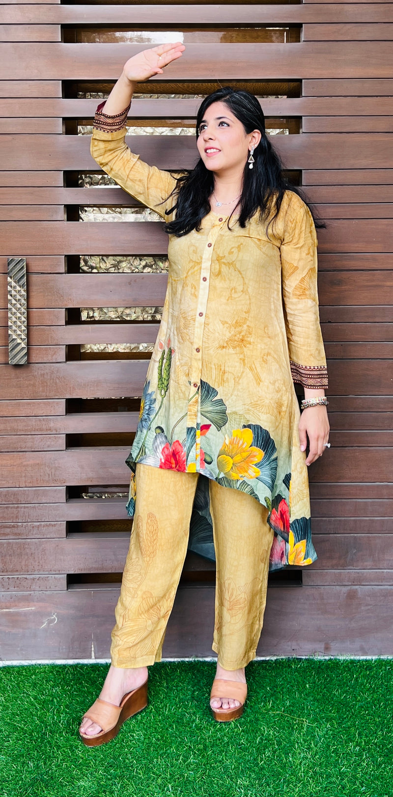 Mustard Pankhuri Co-ord Set-Western-Ekana Label