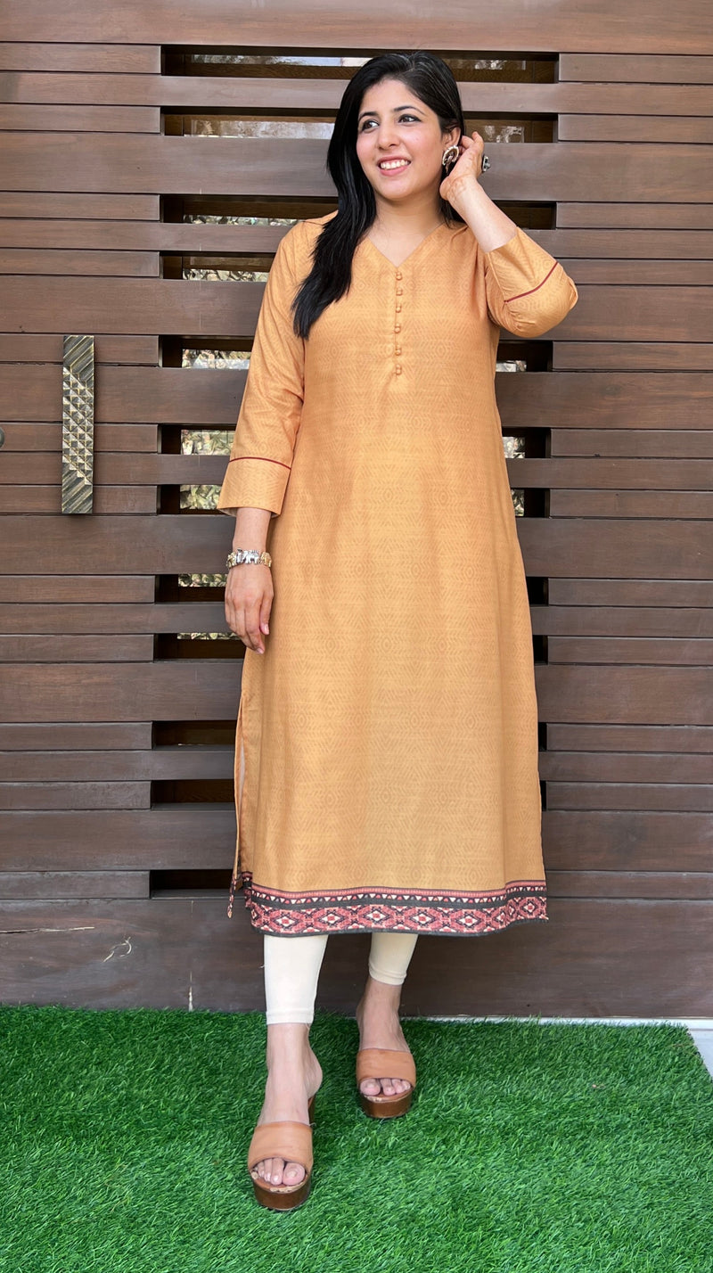 Tara Yellow Kurta With Dupatta-Kurta with dupatta-Ekana Label