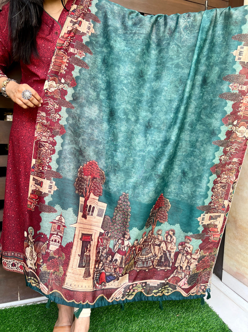 Maharani Kalamkari Dupatta-Dupatta-Ekana Label