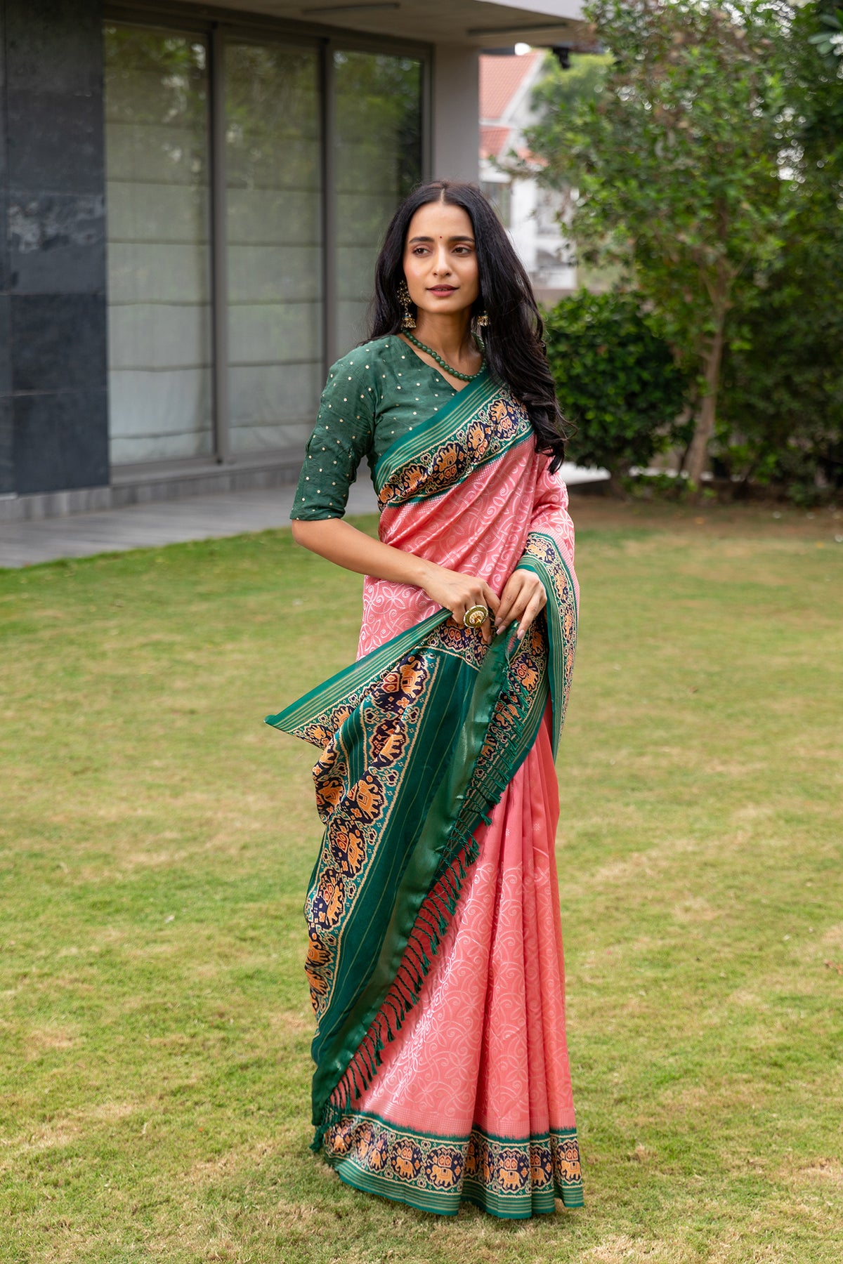 Nehal Green Patola Pallu Saree-Saree-Ekana Label