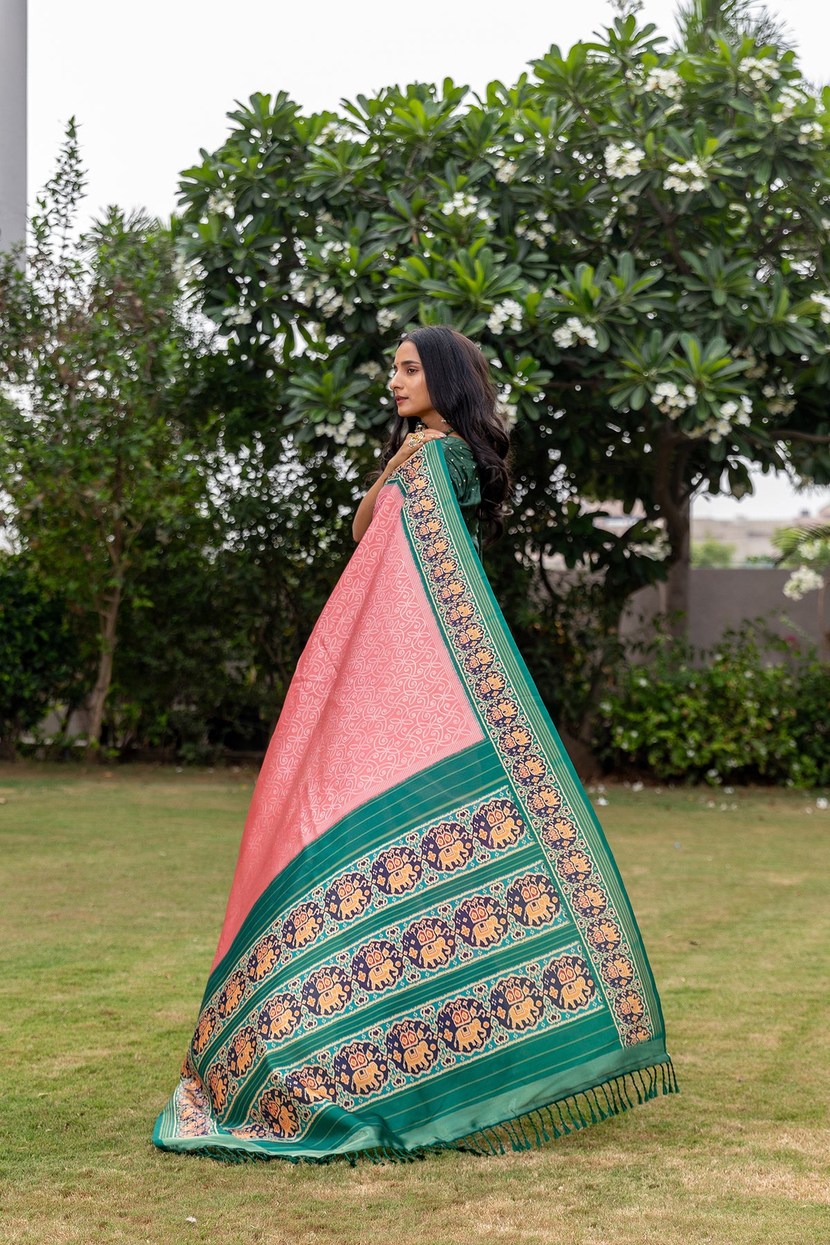 Nehal Green Patola Pallu Saree-Saree-Ekana Label