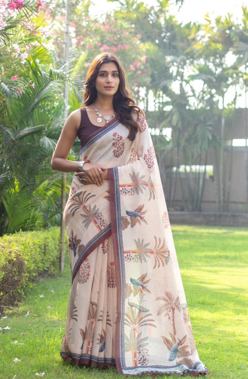 Ratna Pichwai Mayur Saree-Saree-Ekana Label