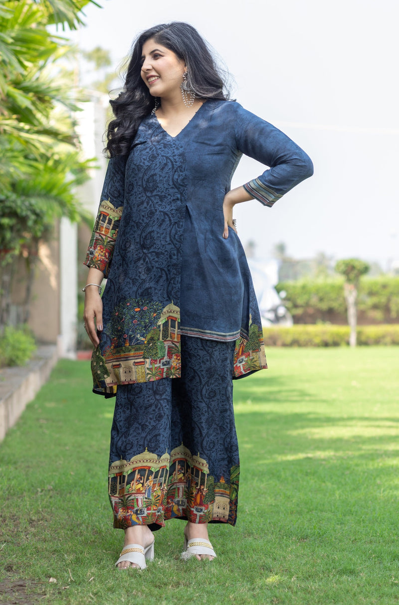 Nazia Blue Two-Sided Co-ord Set-Clothing-Ekana Label