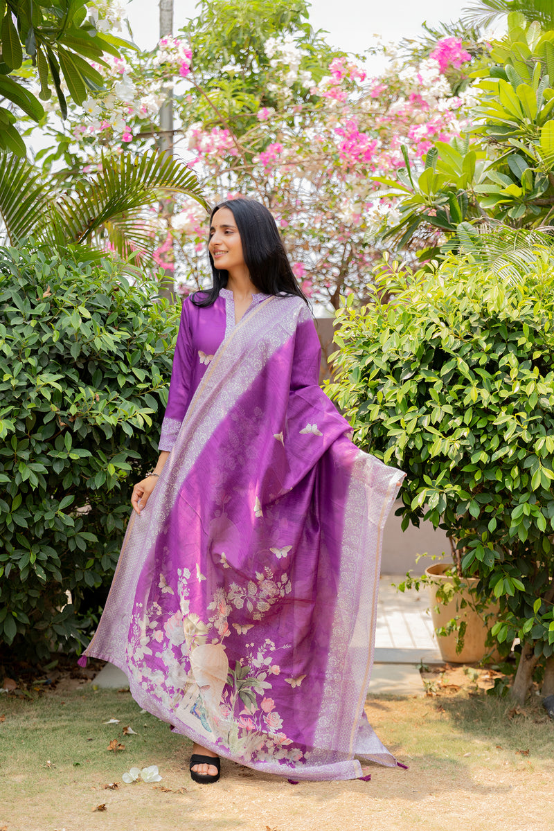 Sujata Purple Dupatta-Dupatta-Ekana Label