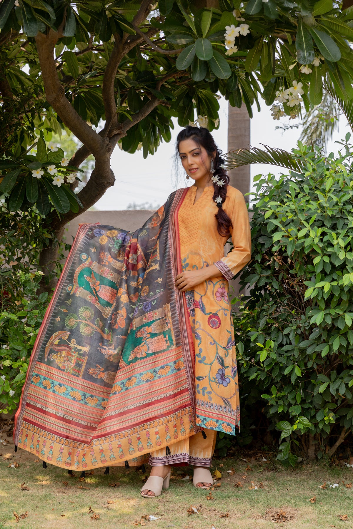 Paro Kalamkari Dupatta-Dupatta-Ekana Label