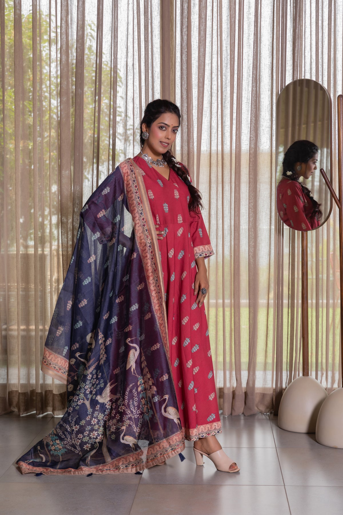 Nandini Angrakha Kurta With Dupatta-Gown With Dupatta-Ekana Label