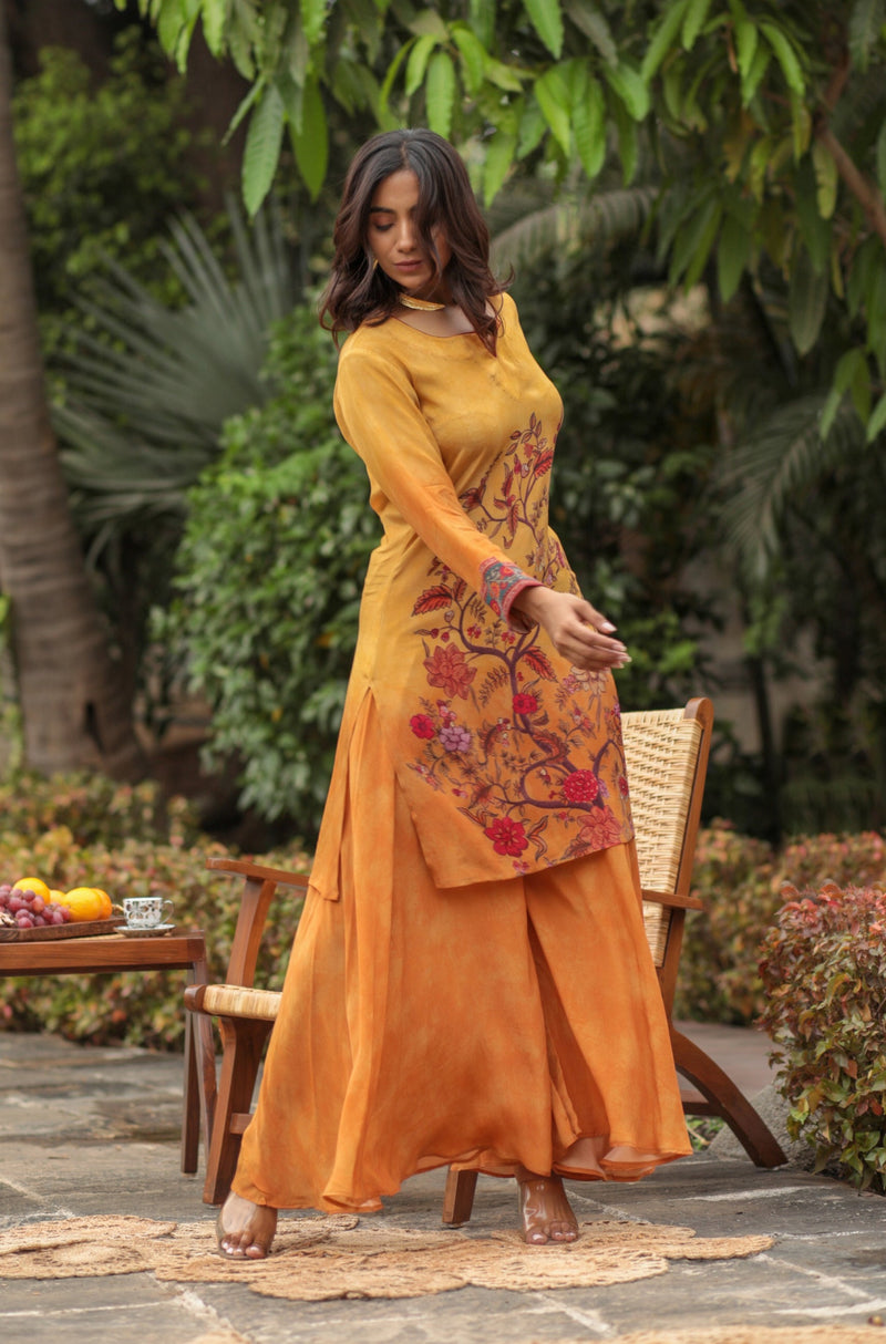 Yellow Life Of Tree Palazzo Set-Western-Ekana Label