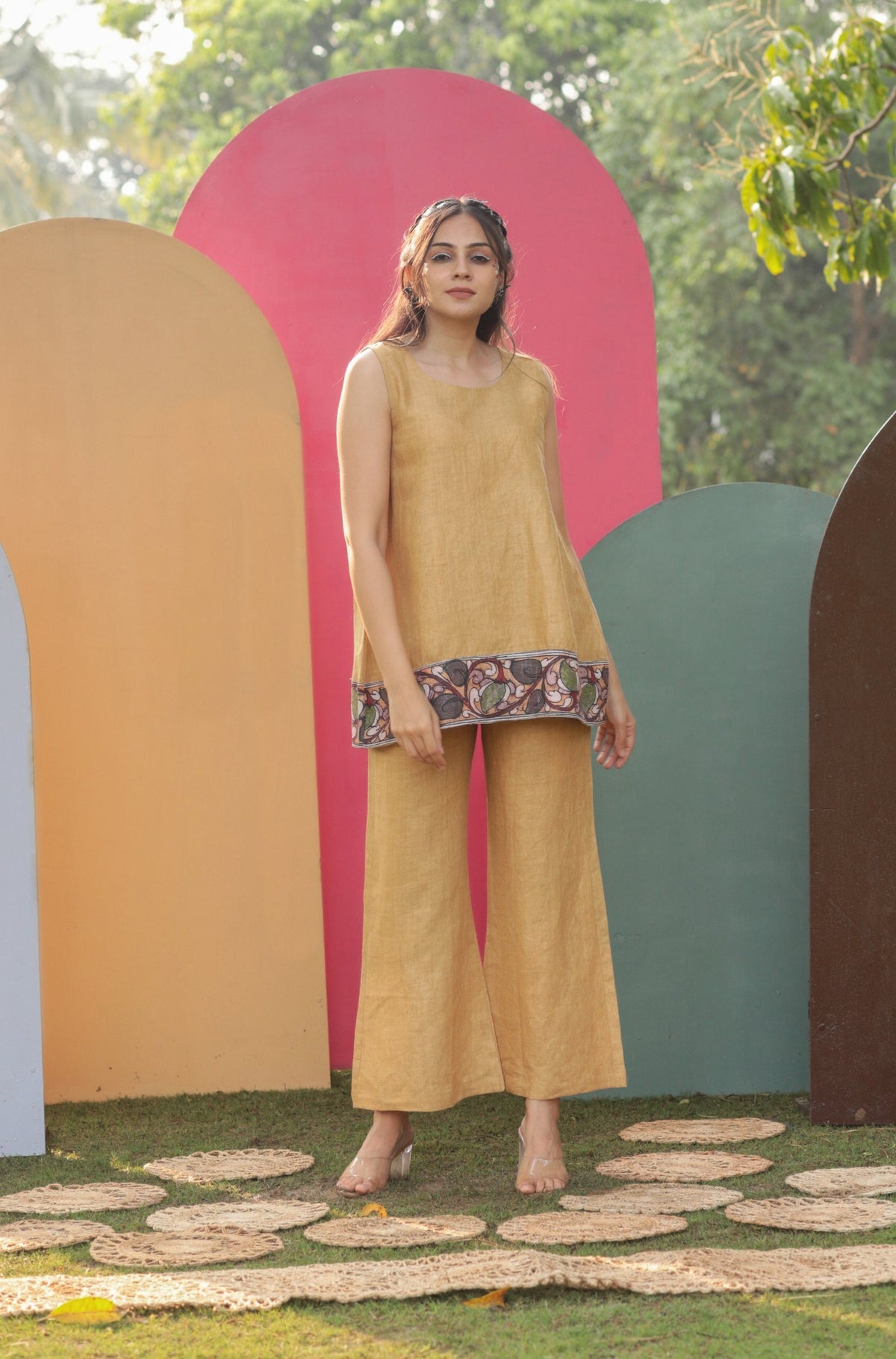 Zoe Back Pattern Pure Linen Co-ord Set-Western-Ekana Label