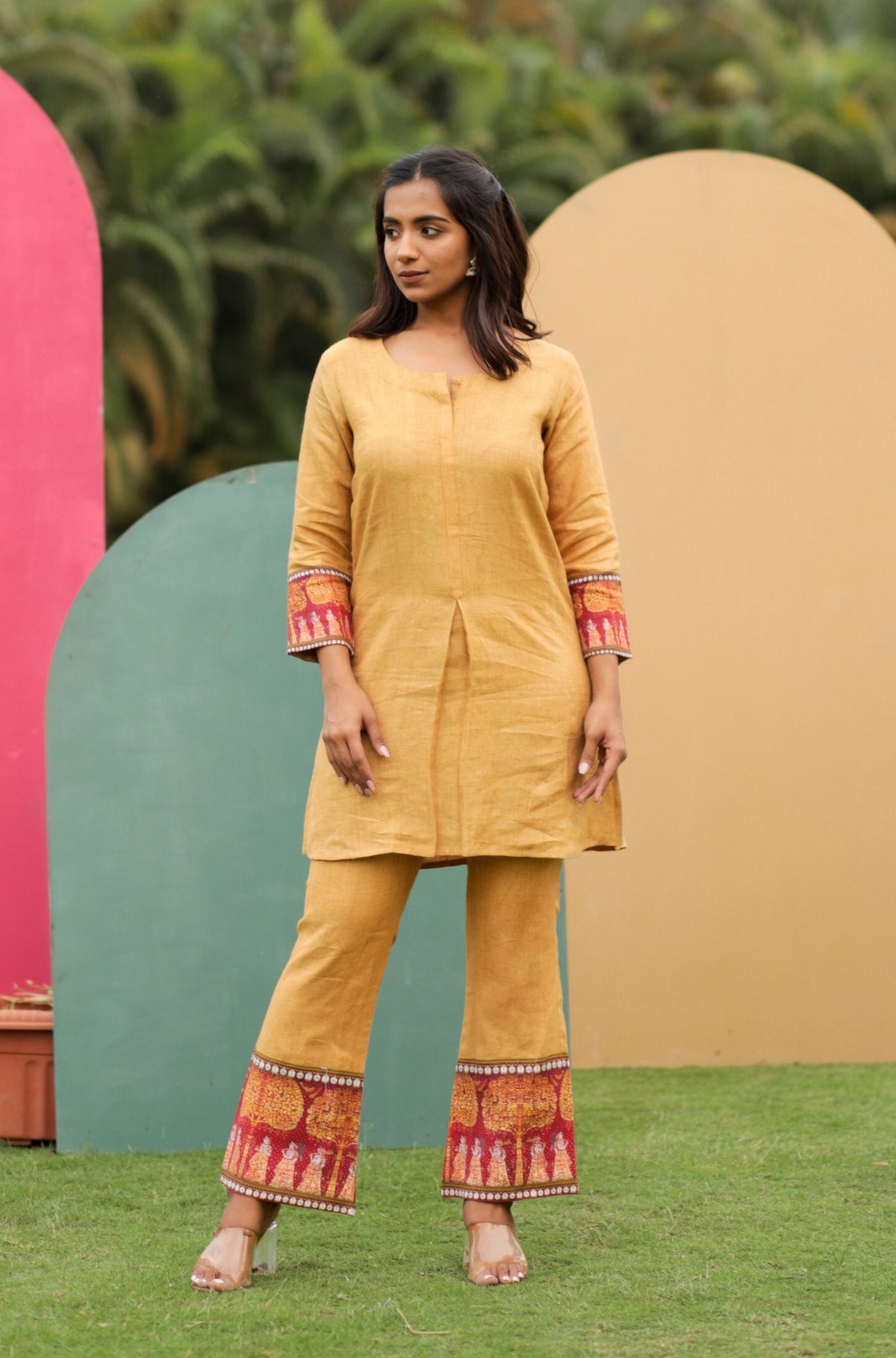 Auric Pichwai Pure Linen Co-ord Set-Western-Ekana Label