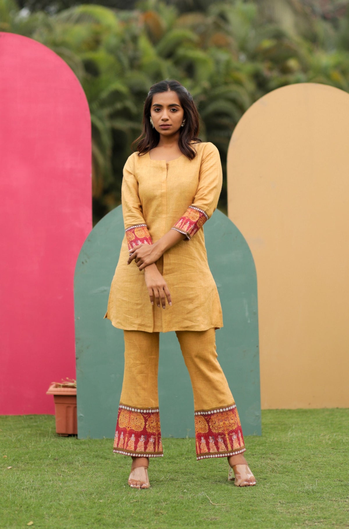 Auric Pichwai Pure Linen Co-ord Set-Western-Ekana Label