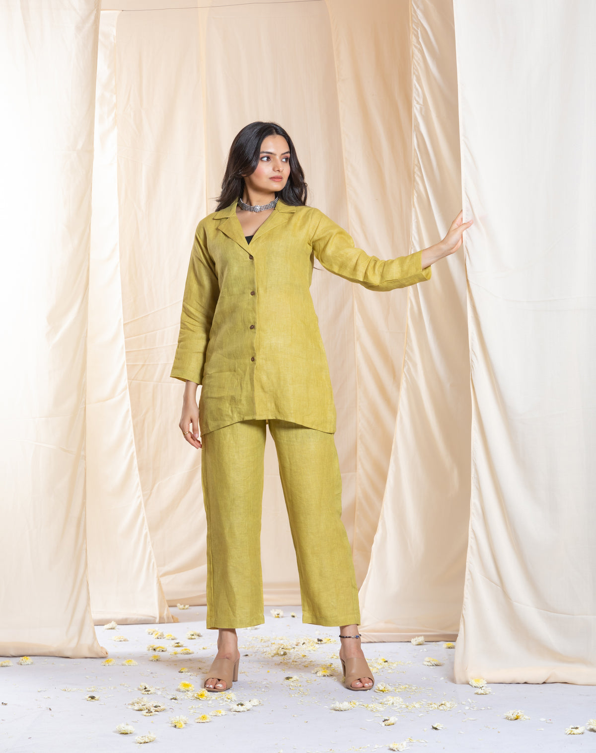 Danica Minted Charm Pure Linen Co-ord Set-Western-Ekana Label