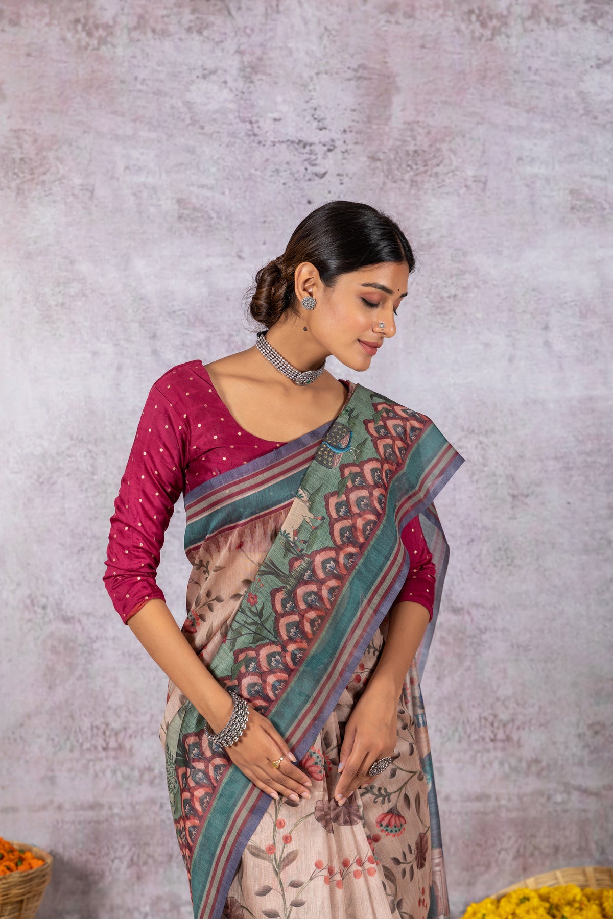 Nishat Mughal Kalamkari Delight Saree-Saree-Ekana Label