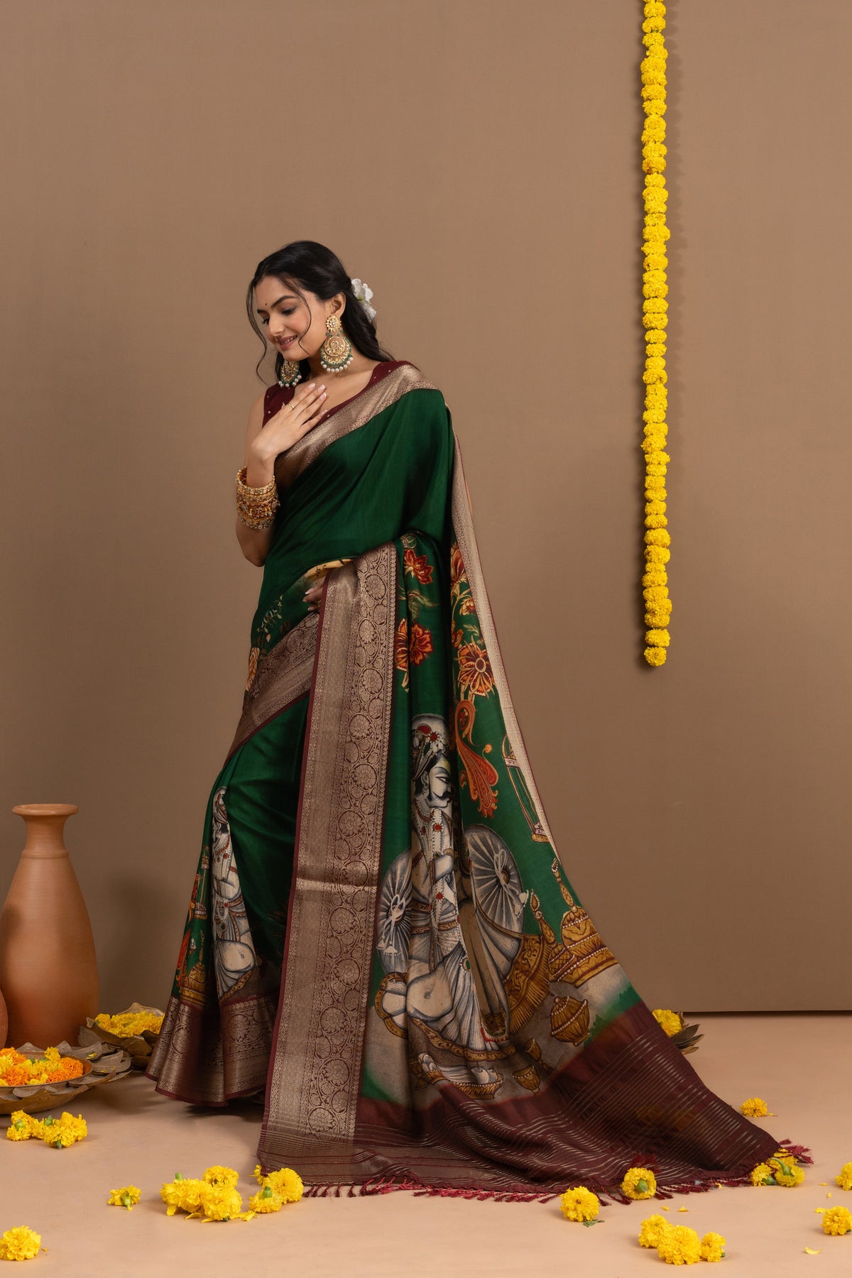 Rajvanshi Green Saree