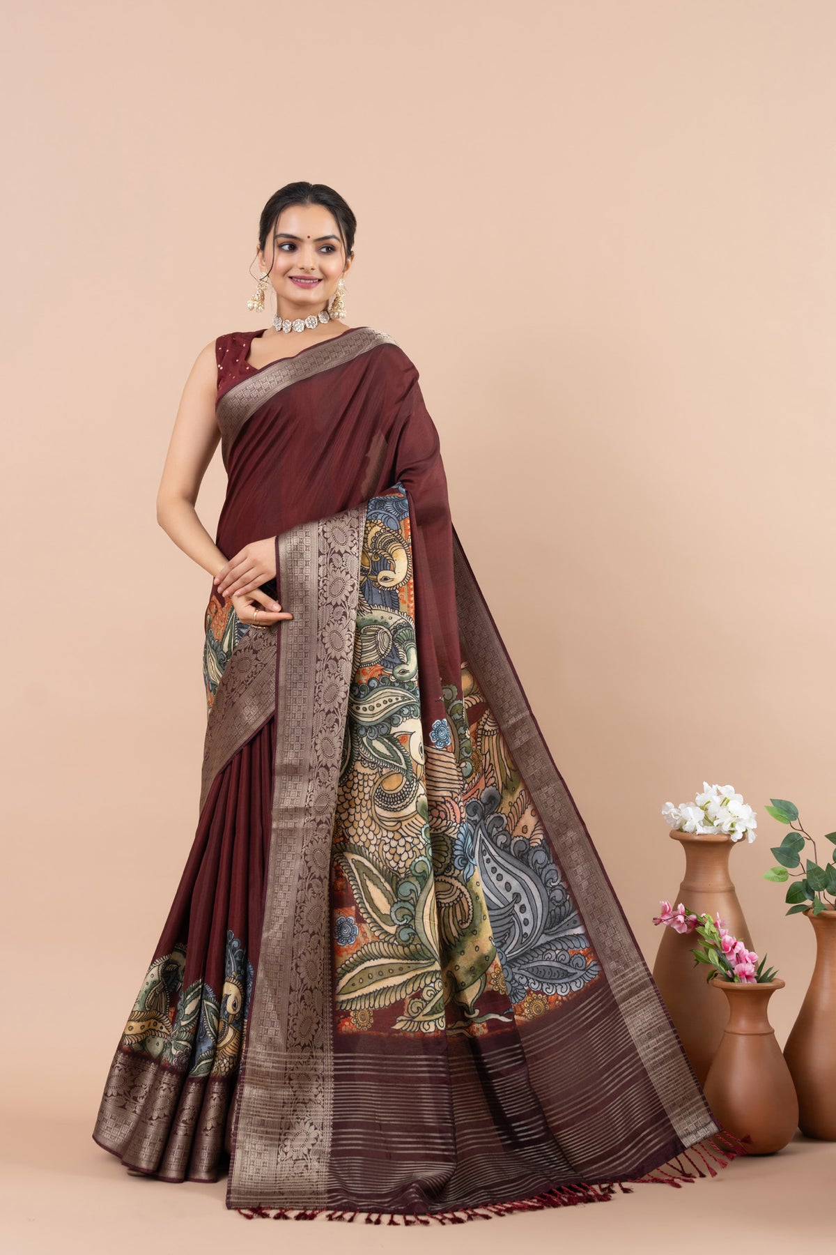 Riwaaz Maroon Saree-Saree-Ekana Label