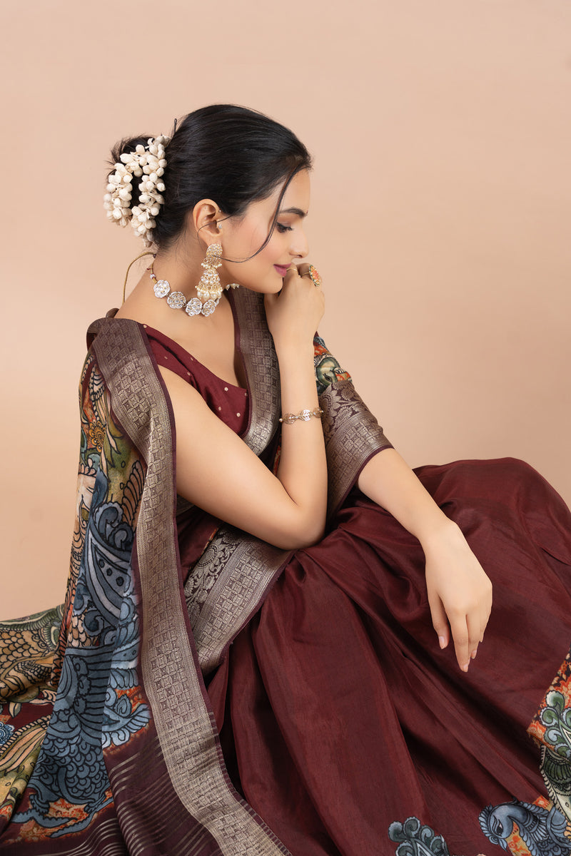 Riwaaz Maroon Saree-Saree-Ekana Label