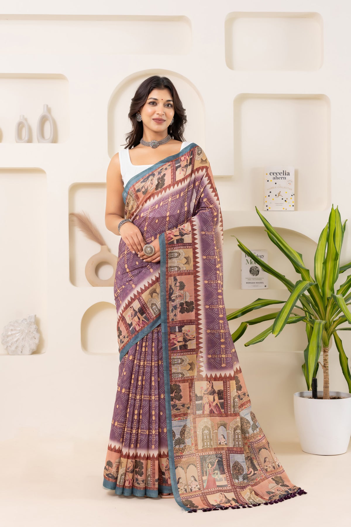 Purnima Bandhani Block Print Saree-Saree-Ekana Label