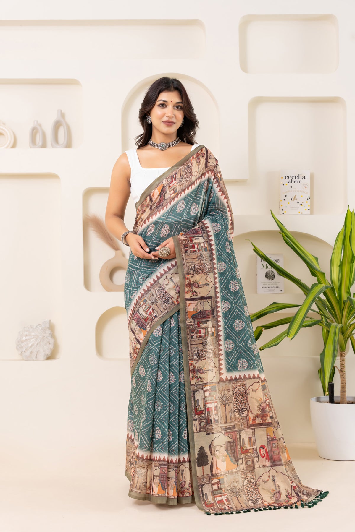 Saanjha Bandhej Block Print Saree-Saree-Ekana Label