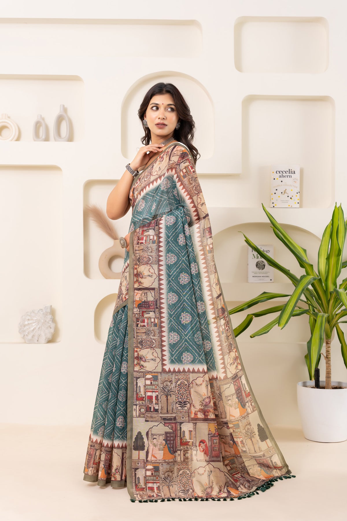 Saanjha Bandhej Block Print Saree-Saree-Ekana Label