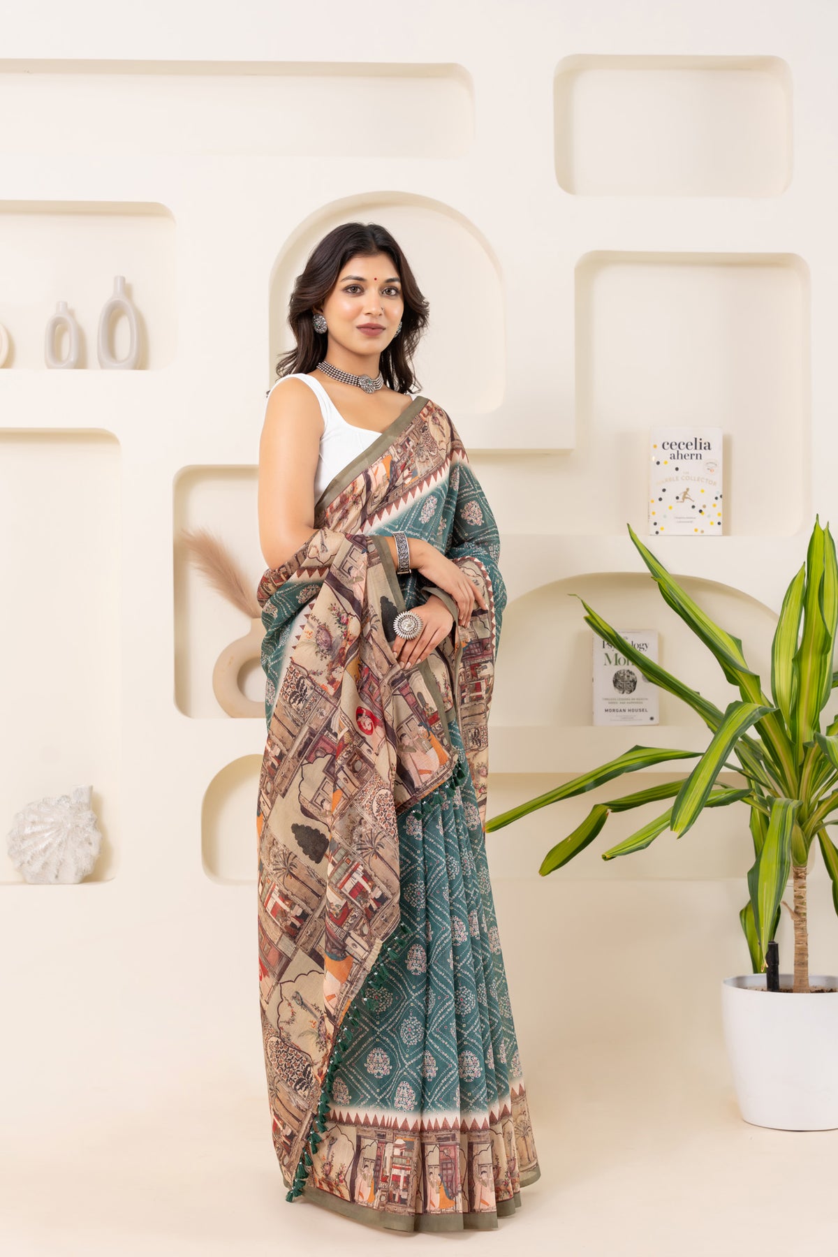 Saanjha Bandhej Block Print Saree-Saree-Ekana Label