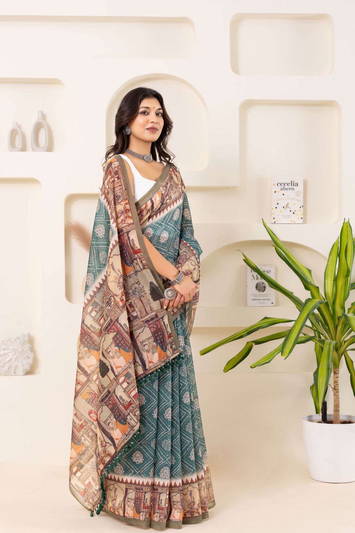 Saanjha Bandhej Block Print Saree-Saree-Ekana Label