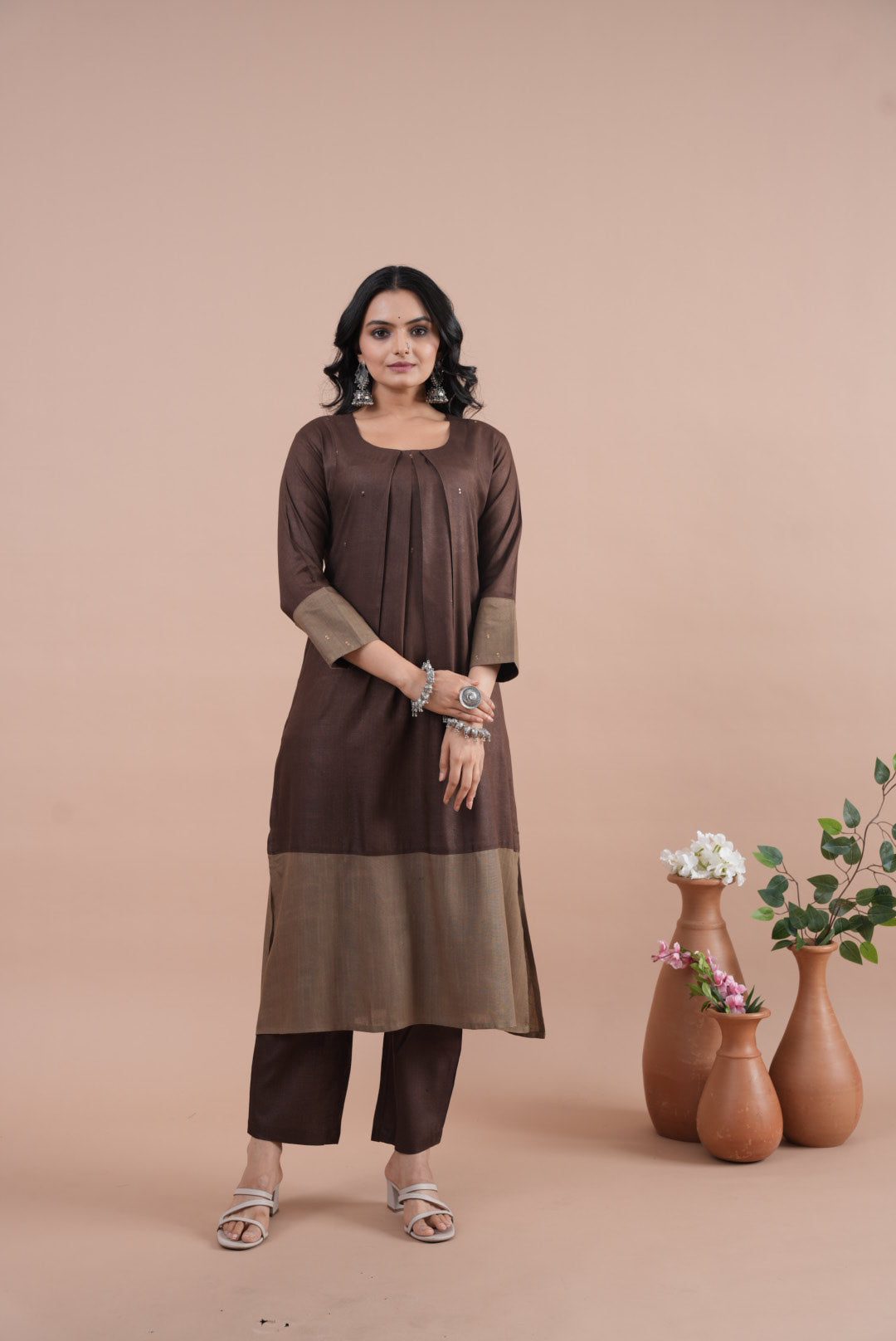 Mia Brown Rang Kurta Set-Kurta Set-Ekana Label