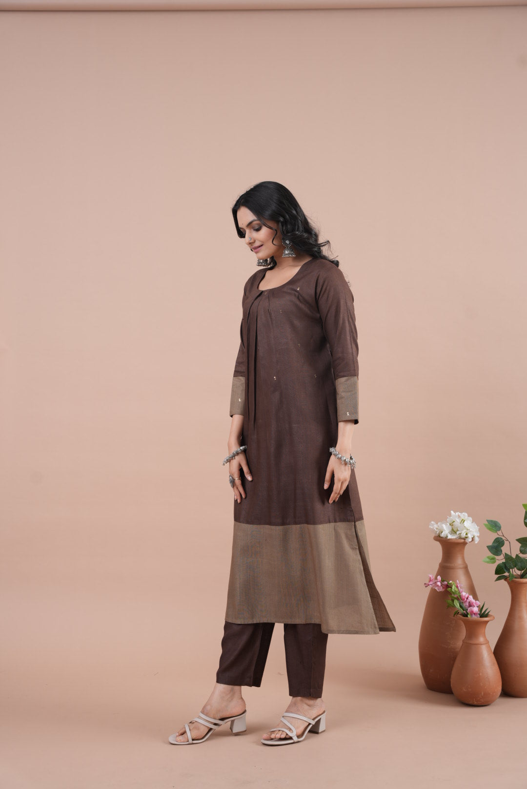 Mia Brown Rang Kurta Set-Kurta Set-Ekana Label