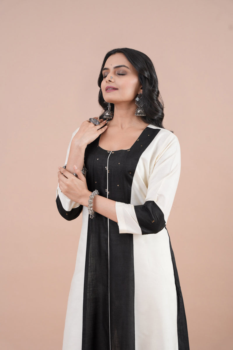 Maeve Black and White Kurta Set-Kurta Set-Ekana Label