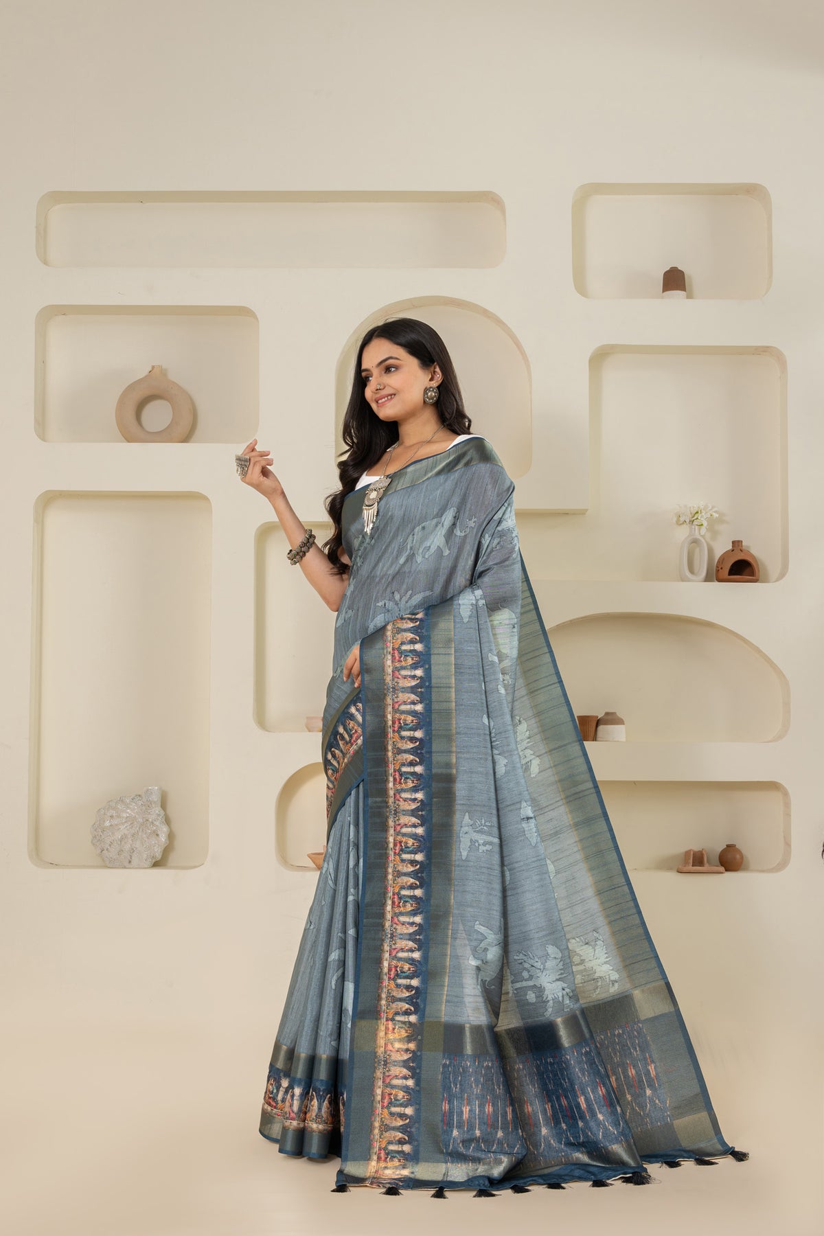 Nirjara Sky Blue Grace Saree