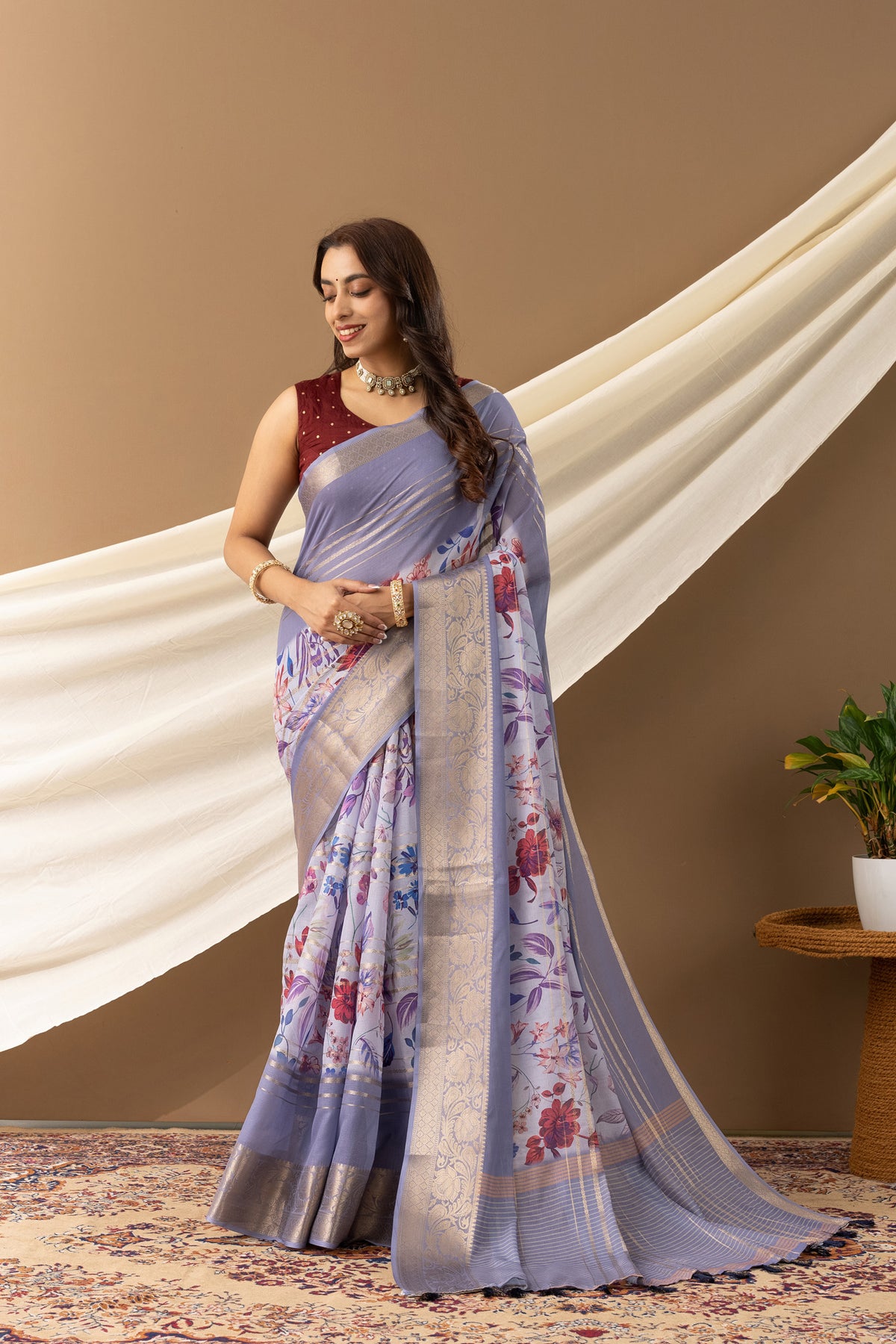 Moonlit Flora Saree