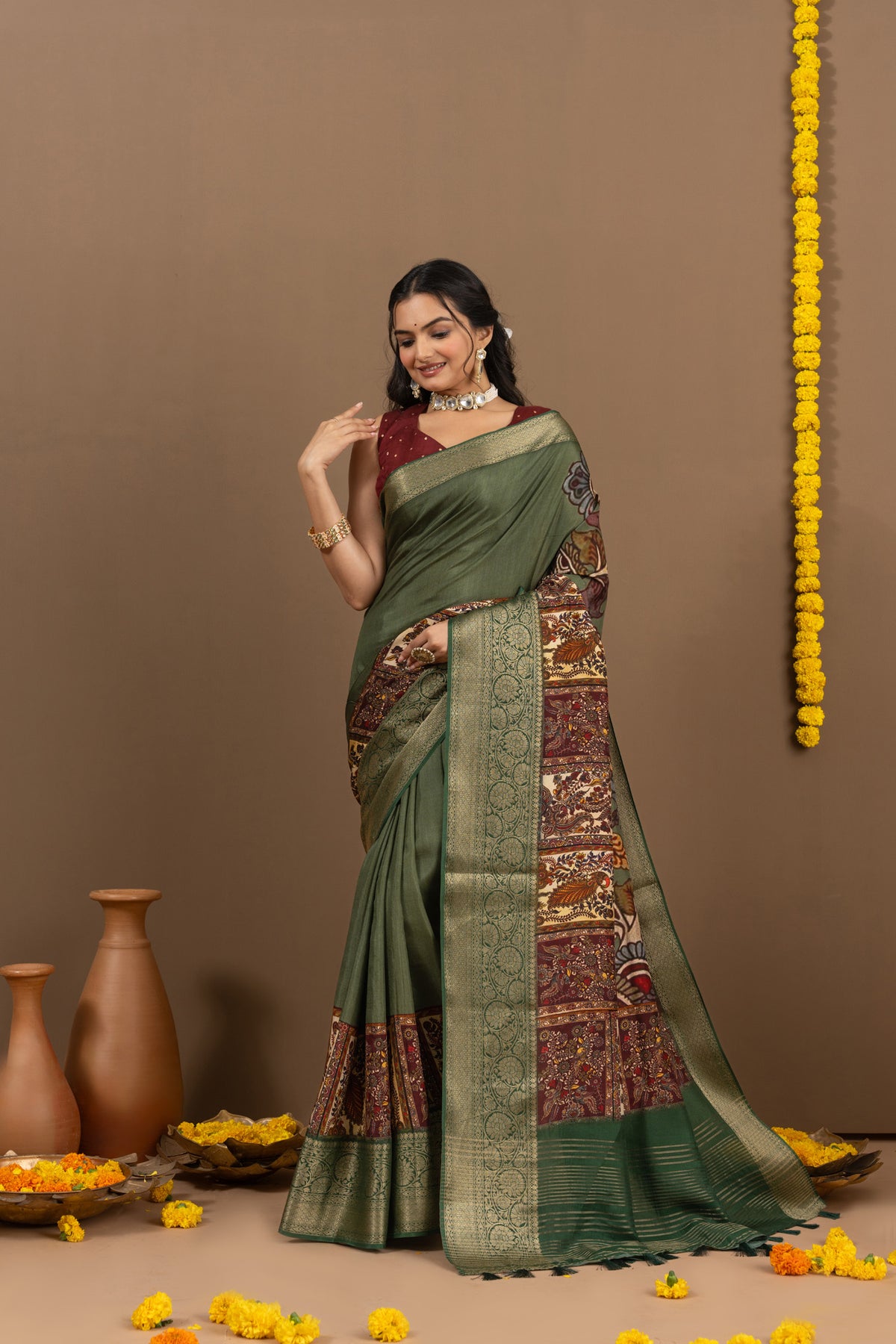 Gauravi Green Block Saree