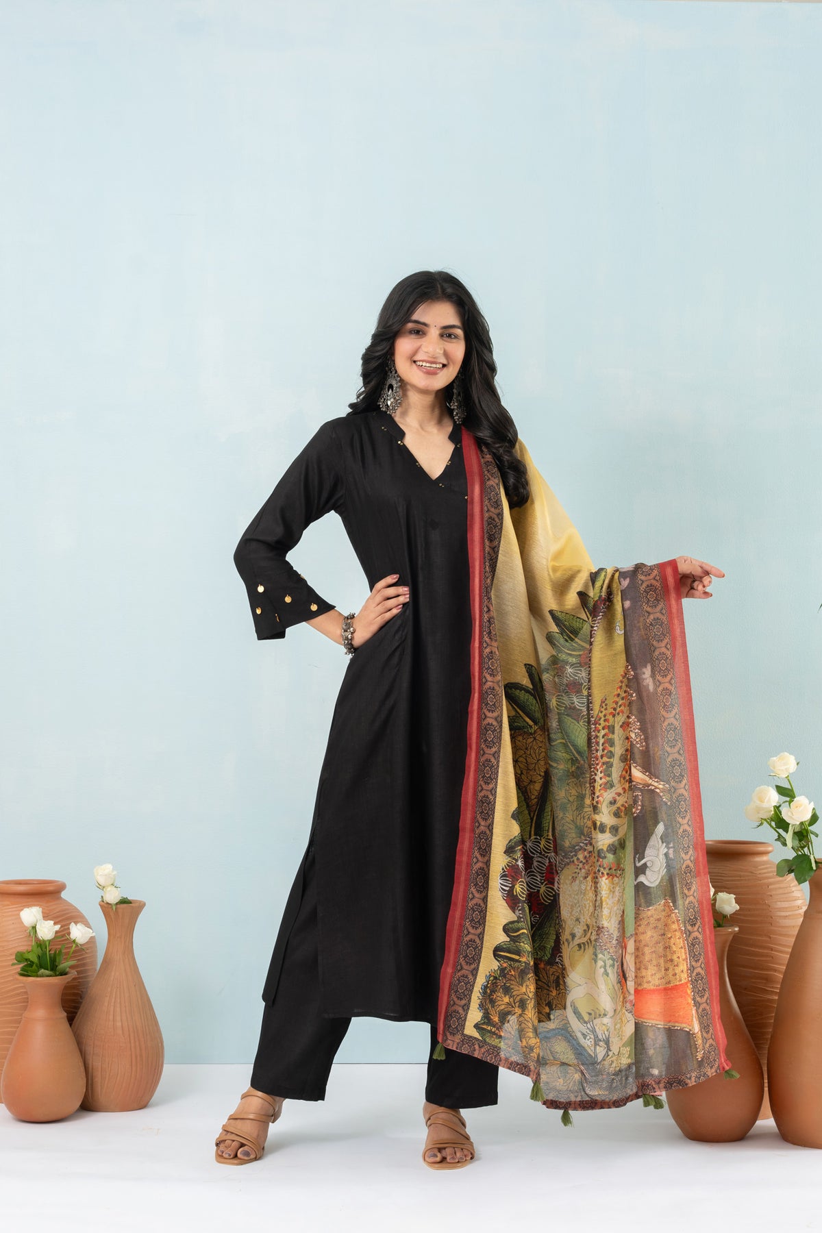 Molina Black Angrakha Suit Set