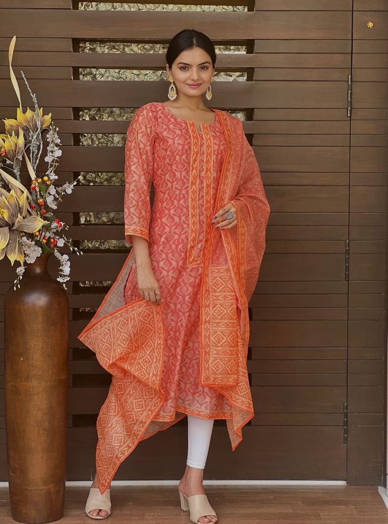 Peach Gaurika Dupatta-Dupatta-Ekana Label