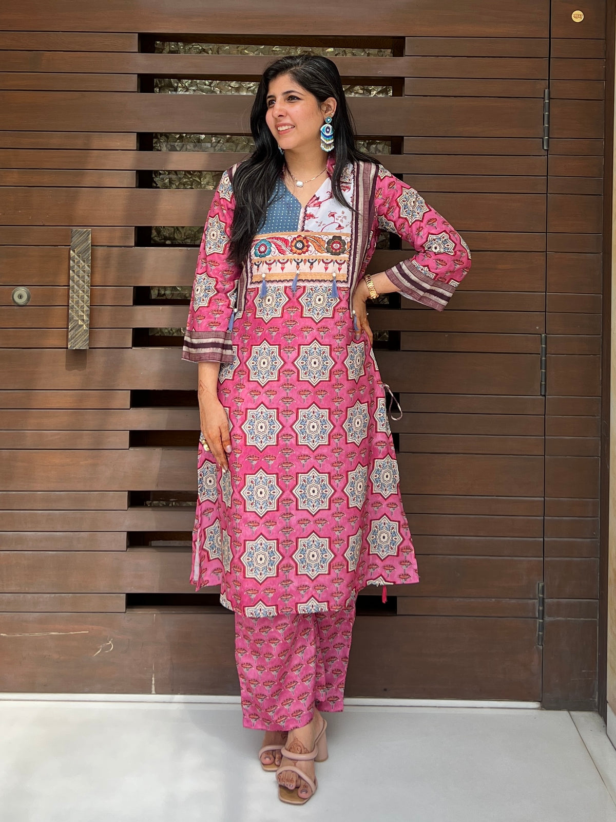 Stella Pink Ajrakh Kurta Set