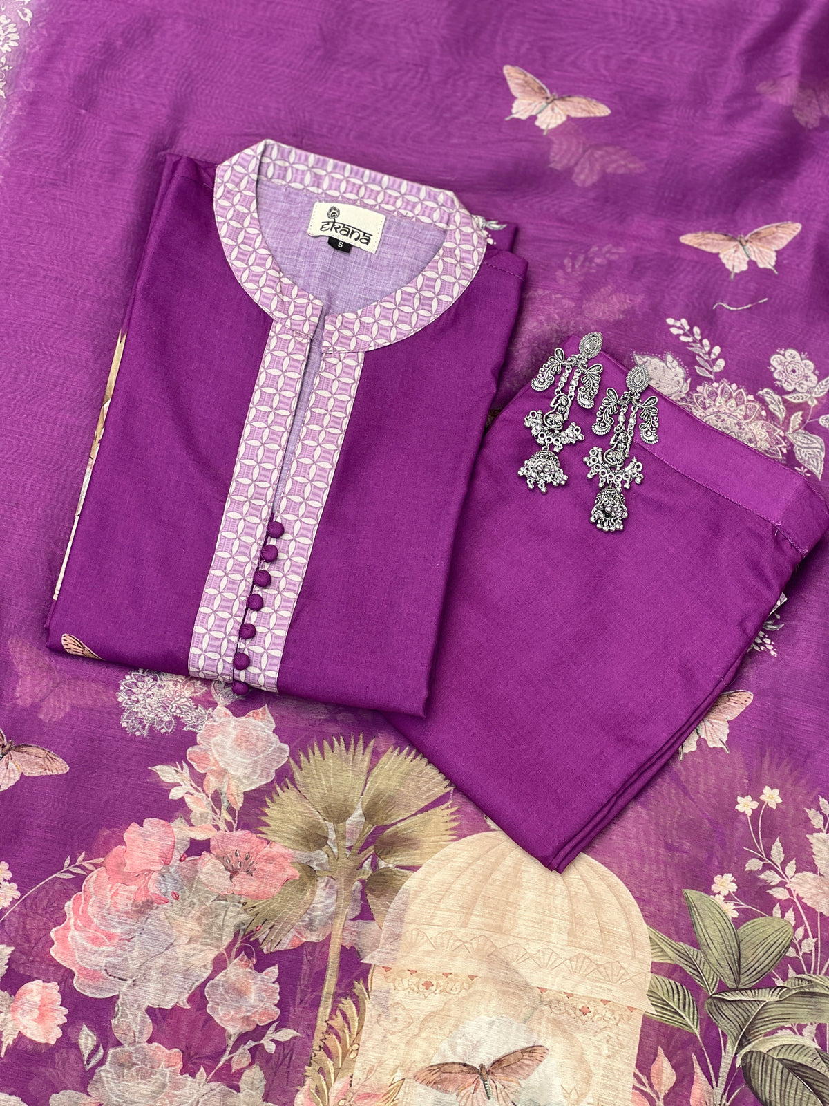 Sujata Purple Three Piece Set