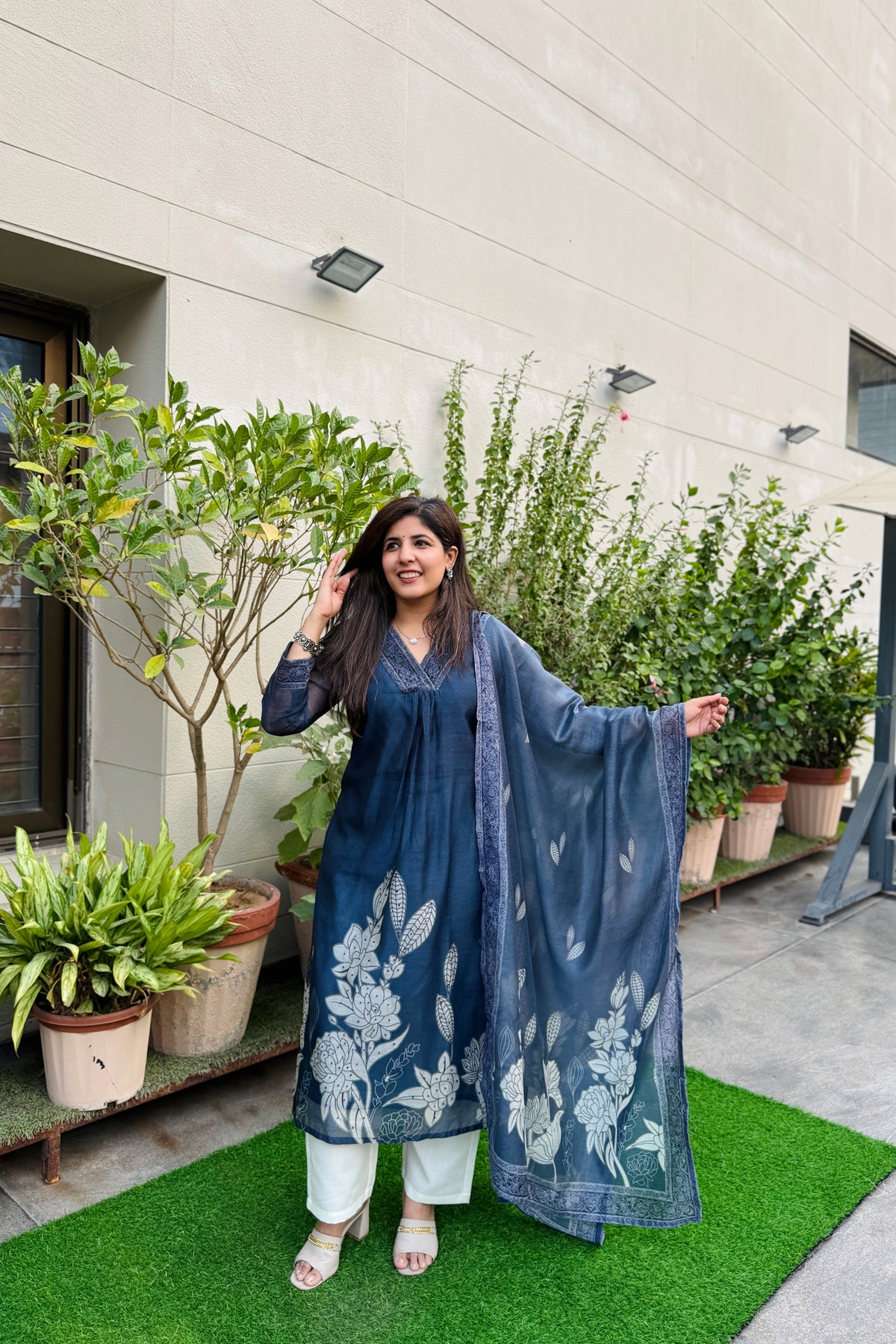 Midnight Music Floral Dupatta